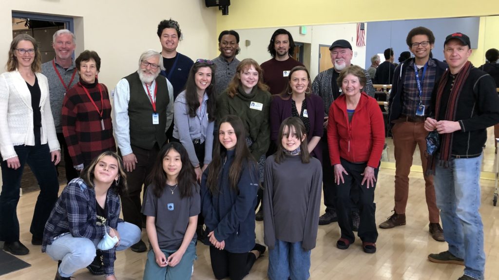Actors, teachers, and students celebrate the end of the Winter 2022 class